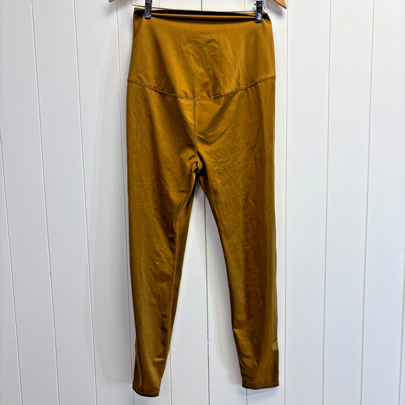 Fabletics Gold Shiny Maternity Athleisure Activewear Leggings Size L Maximalist - Picture 1 of 7
